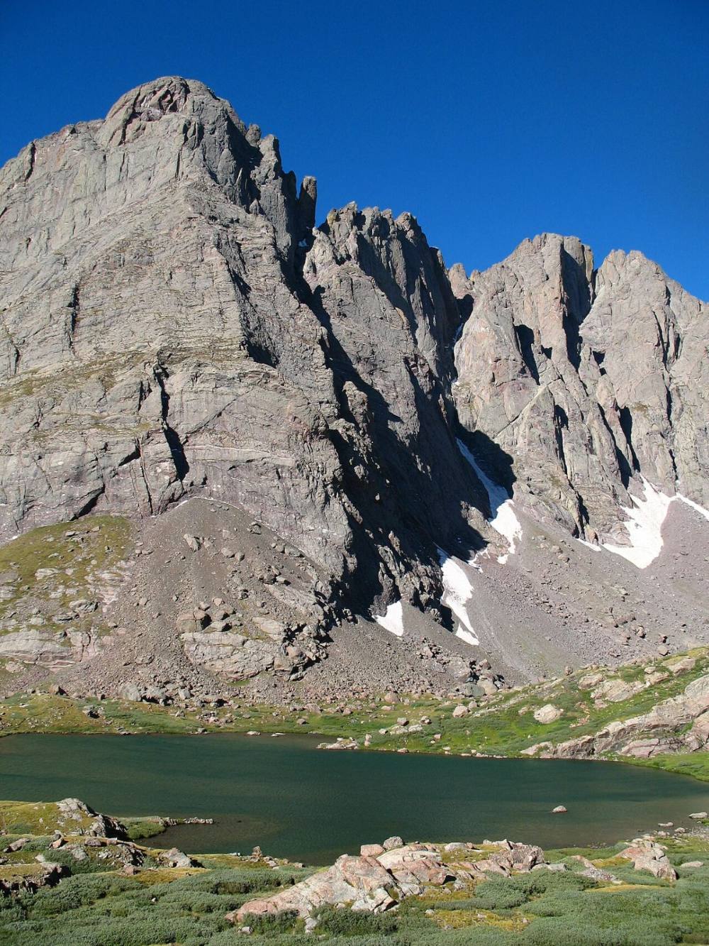 Crestone Needle over Lower South Colony Lake