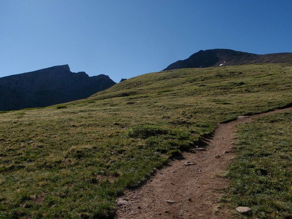 The trail up Bierstadt's west slopes