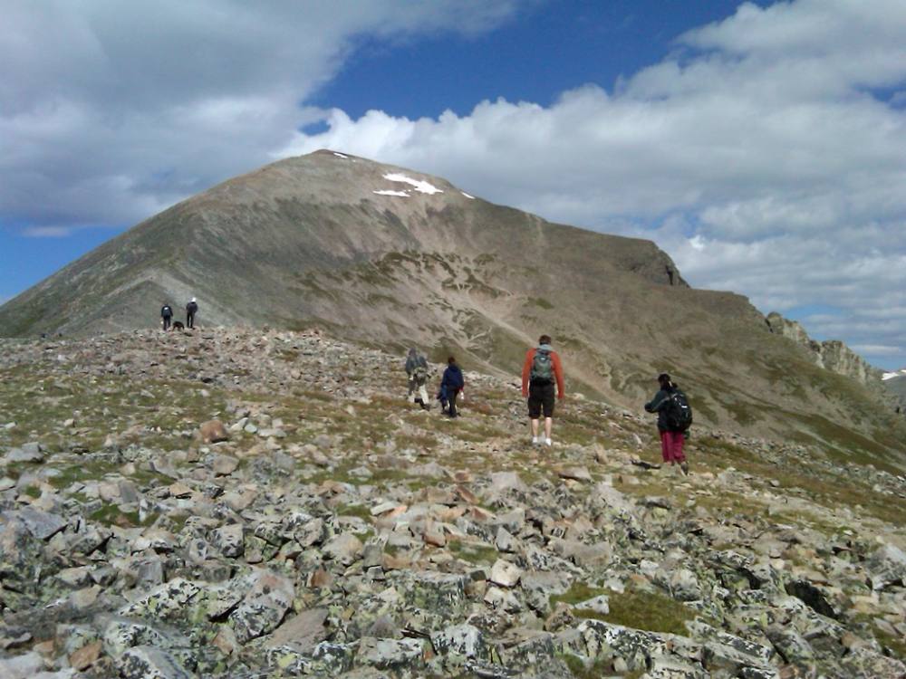 Hikers working up the east ridge